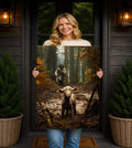 Jesus and Lamb canvas wall prints Christian wall art for Christmas decorations indoor  Jesus Running After Lost Lamb Picture for home decor Baptism gifts for boys-girl sere