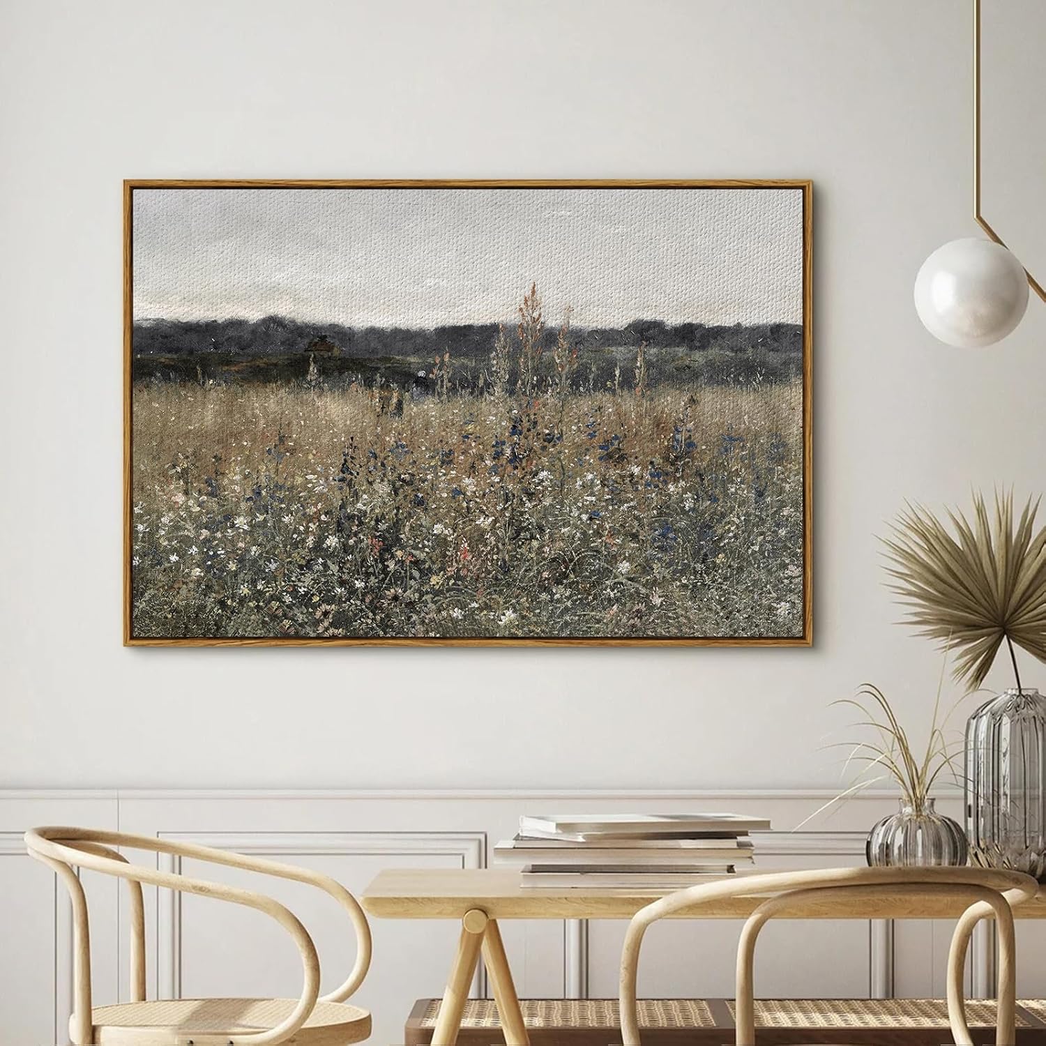 Vintage Decor, Landscape Wall Art, Meadow with Flowers Art, Modern Farmhouse Decor, Cottagecore Bedroom Bathroom Office Decorations