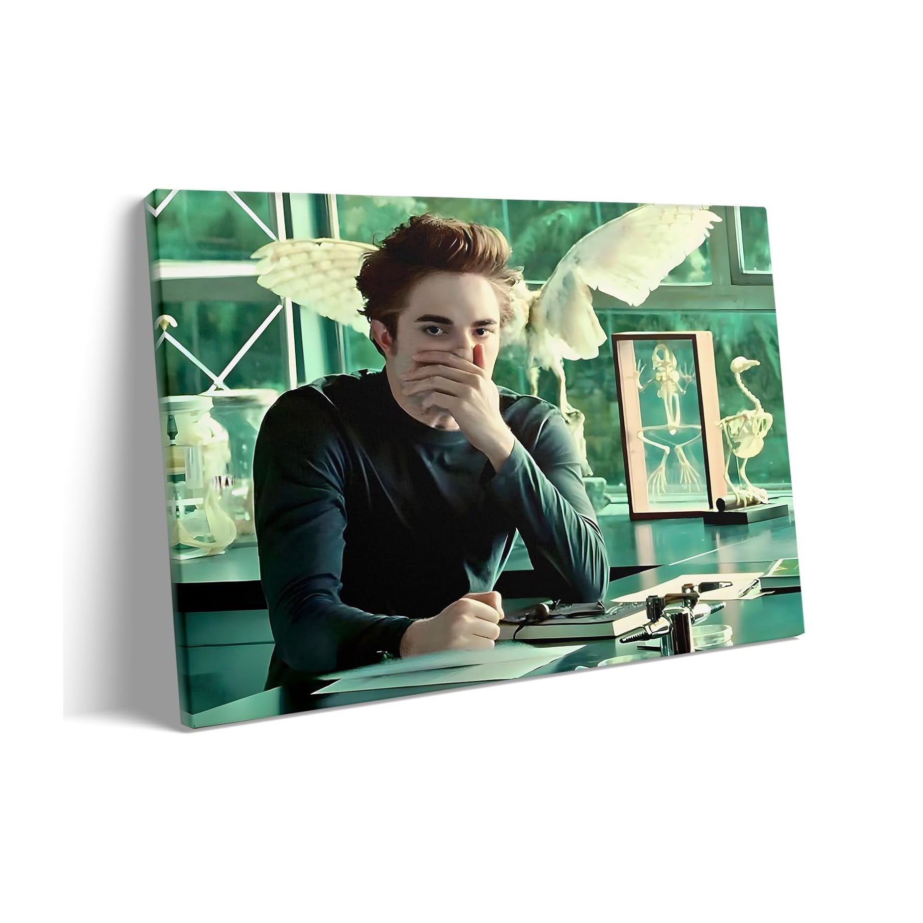 Funny Framed Canvas Wall Art Bathroom Decor The Twilight Saga Movies Poster Print Edwards Oil Painting Humorous Picture Modern Artwork for Living Room Dorm Wall Home Decoration